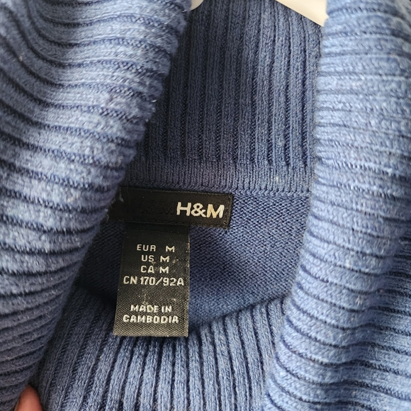 H&M Blue Long-Sleeved Turtleneck Sweater Long-Sleeved M - Picture 3 of 5
